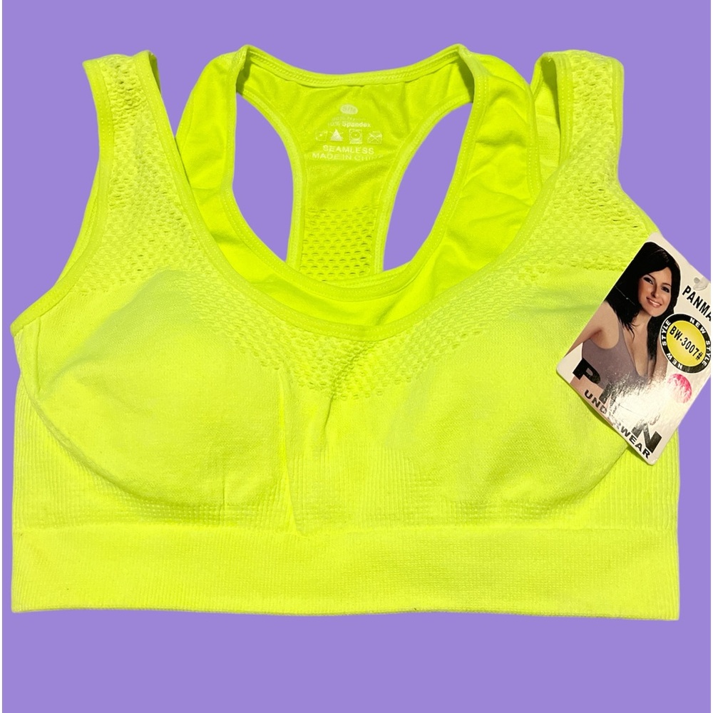 Lime Green Seamless Sports Bra - Size S/M